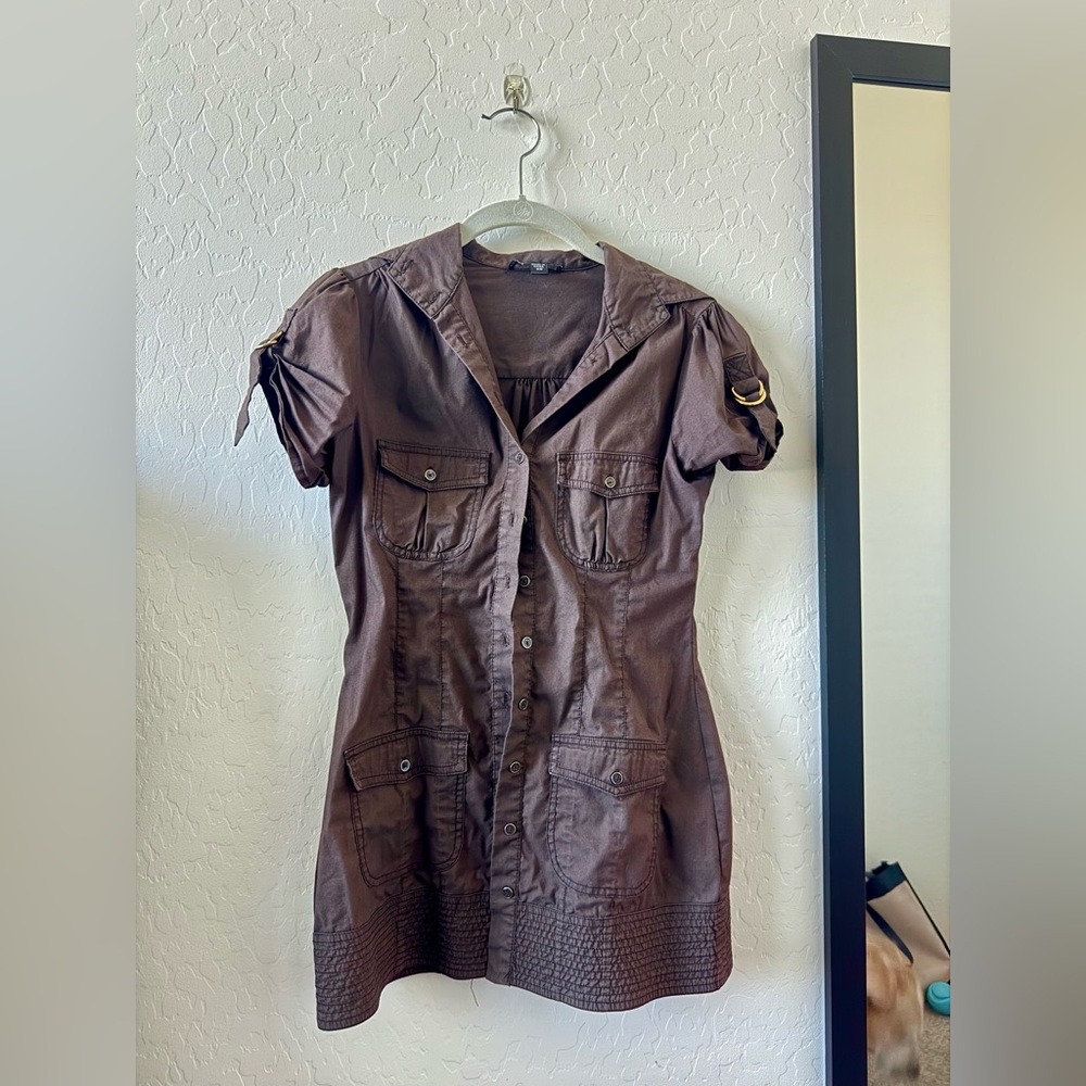 Bebe cargo shirt/micro mini dress.